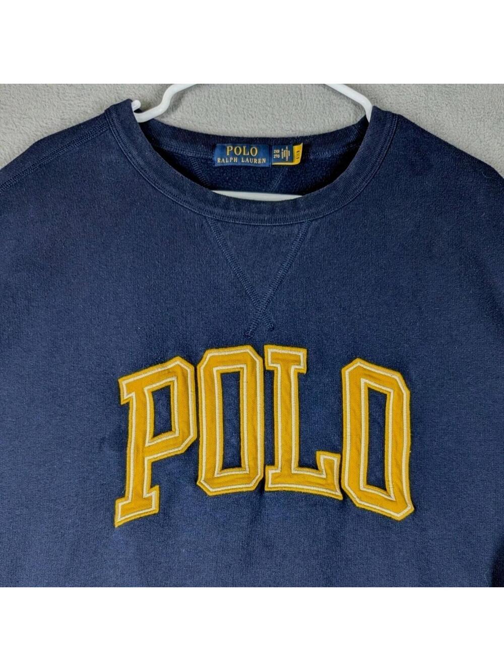 Polo Ralph Lauren Mens 2XB Navy Logo Crewneck Sweatshirt Big Tall Casual USA